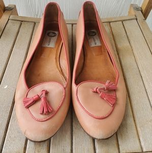 Lanvin France Pink Tassle Leather Flats